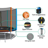 darrahopens Sports & Fitness > Trampolines 8FT Trampoline Round Trampolines Kids Safety Net Enclosure Pad Outdoor Gift Multi-coloured
