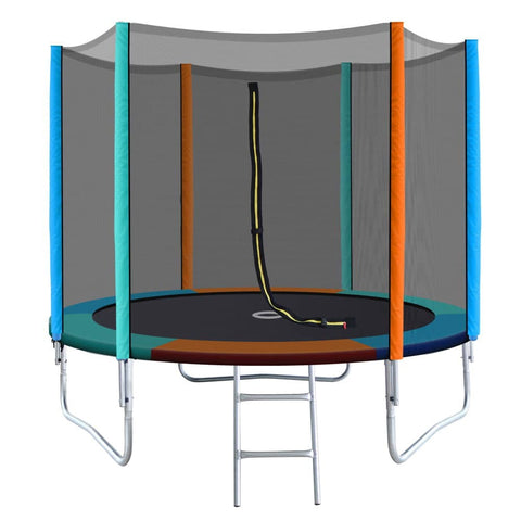 darrahopens Sports & Fitness > Trampolines 8FT Trampoline Round Trampolines Kids Safety Net Enclosure Pad Outdoor Gift Multi-coloured
