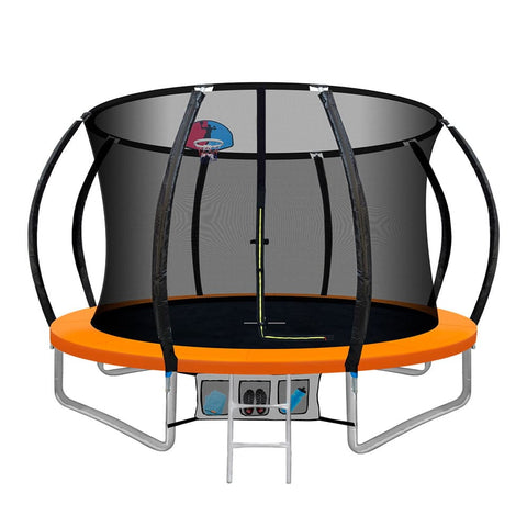 darrahopens Sports & Fitness > Trampolines Everfit 10FT Trampoline Round Trampolines With Basketball Hoop Kids Present Gift Enclosure Safety Net Pad Outdoor Orange