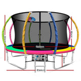 darrahopens Sports & Fitness > Trampolines Everfit 12FT Trampoline Round Trampolines With Basketball Hoop Kids Present Gift Enclosure Safety Net Pad Outdoor Multi-coloured