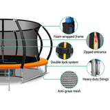 darrahopens Sports & Fitness > Trampolines Everfit 12FT Trampoline Round Trampolines With Basketball Hoop Kids Present Gift Enclosure Safety Net Pad Outdoor Orange