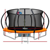 darrahopens Sports & Fitness > Trampolines Everfit 12FT Trampoline Round Trampolines With Basketball Hoop Kids Present Gift Enclosure Safety Net Pad Outdoor Orange