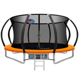 darrahopens Sports & Fitness > Trampolines Everfit 12FT Trampoline Round Trampolines With Basketball Hoop Kids Present Gift Enclosure Safety Net Pad Outdoor Orange