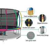 darrahopens Sports & Fitness > Trampolines Everfit 16FT Trampoline Round Trampolines With Basketball Hoop Kids Present Gift Enclosure Safety Net Pad Outdoor Multi-coloured
