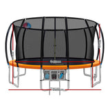 darrahopens Sports & Fitness > Trampolines Everfit 16FT Trampoline Round Trampolines With Basketball Hoop Kids Present Gift Enclosure Safety Net Pad Outdoor Orange