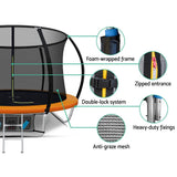 darrahopens Sports & Fitness > Trampolines Everfit 8FT Trampoline Round Trampolines Kids Present Gift Enclosure Safety Net Pad Outdoor Orange