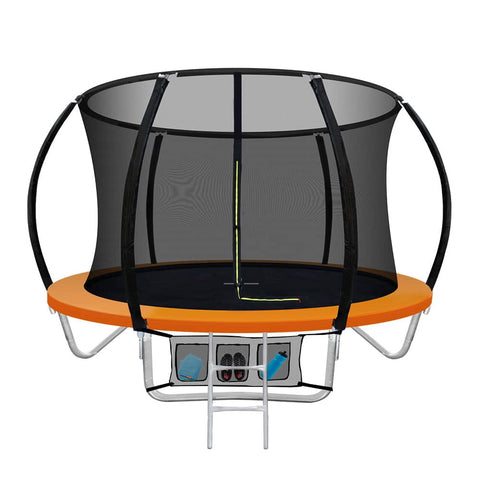 darrahopens Sports & Fitness > Trampolines Everfit 8FT Trampoline Round Trampolines Kids Present Gift Enclosure Safety Net Pad Outdoor Orange