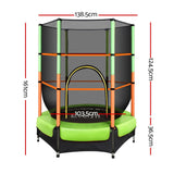 Darrahopens Sports & Fitness > Trampolines Everfit Trampoline 4.5FT Kids Trampolines Cover Safety Net Pad Ladder Gift Green