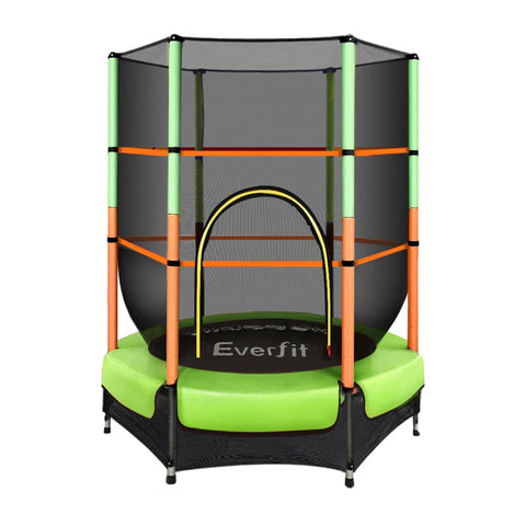 Darrahopens Sports & Fitness > Trampolines Everfit Trampoline 4.5FT Kids Trampolines Cover Safety Net Pad Ladder Gift Green
