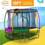 Darrahopens Sports & Fitness > Trampolines Kahuna 10ft Outdoor Trampoline Kids Children With Safety Enclosure Pad Mat Ladder Basketball Hoop Set - Rainbow