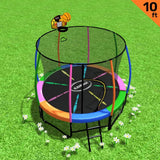 Darrahopens Sports & Fitness > Trampolines Kahuna 10ft Outdoor Trampoline Kids Children With Safety Enclosure Pad Mat Ladder Basketball Hoop Set - Rainbow