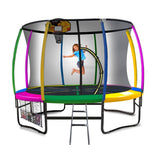 Darrahopens Sports & Fitness > Trampolines Kahuna 10ft Outdoor Trampoline Kids Children With Safety Enclosure Pad Mat Ladder Basketball Hoop Set - Rainbow