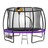 Darrahopens Sports & Fitness > Trampolines Kahuna 14ft Outdoor Trampoline Kids Children With Safety Enclosure Pad Mat Ladder Basketball Hoop Set - Purple