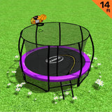 Darrahopens Sports & Fitness > Trampolines Kahuna 14ft Outdoor Trampoline Kids Children With Safety Enclosure Pad Mat Ladder Basketball Hoop Set - Purple