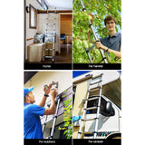 Darrahopens Tools Giantz 2.6M Telescopic Ladder Aluminium Extension Extendable Steps Adjustable Height