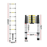 Darrahopens Tools Giantz 2.6M Telescopic Ladder Aluminium Extension Extendable Steps Adjustable Height