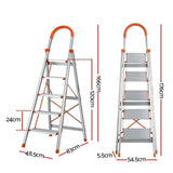 Darrahopens Tools Giantz 5 Step Ladder Multi-Purpose Folding Aluminium Light Weight Non Slip Platform