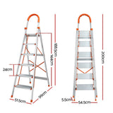 Darrahopens Tools Giantz 6 Step Ladder Multi-Purpose Folding Aluminium Light Weight Non Slip Platform