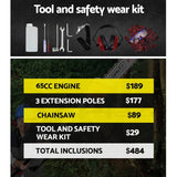 darrahopens Tools > Industrial Tools Giantz 65CC Pole Chainsaw Petrol Chain Saw Brush Cutter Brushcutter Tree