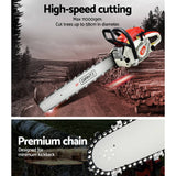 darrahopens Tools > Industrial Tools Giantz 88cc Commercial Petrol Chainsaw E-Start 24 Bar Pruning Chain Saw