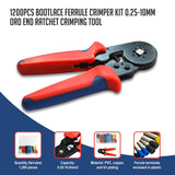 darrahopens Tools > Other Tools 1200Pcs Bootlace Ferrule Crimper kit 0.25-10mm2 Cord End Ratchet Crimping Tool