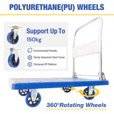 Darrahopens Tools > Other Tools 150kg Foldable Warehouse Platform Trolley Truck Dolly Platform Cart Swivel Wheels Moving Cart Flatbed