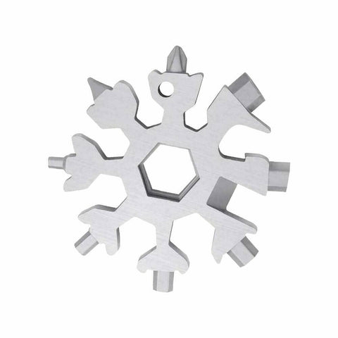 Darrahopens Tools > Other Tools 18 in 1 Multi-tool Snowflake Bottle Opener Stainless Keychain Wrench Screwdriver Silver