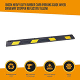 darrahopens Tools > Other Tools 180cm Heavy Duty Rubber Curb Parking Guide Wheel Driveway Stopper Reflective Yellow