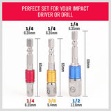 Darrahopens Tools > Other Tools 3Pc Socket Bit Adaptor Set Drill Nut Driver Power Extension Bars 1/4" 3/8" 1/2"