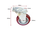 darrahopens Tools > Other Tools 4 x 4" Heavy Duty PU Swivel Castor Wheels With Brake