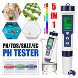 Darrahopens Tools > Other Tools 5-IN-1 Digital Water Quality Tester Waterproof pH TDS EC Temperature Meter Pool