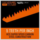 Darrahopens Tools > Other Tools 5Pc 9" / 240mm Reciprocating Saw Blades 5TPI Wood Timber Pruning Tool W/T Case