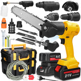 Darrahopens Tools > Other Tools 7in1 Multi-function Rechargeable Li-ion Electric Machine Set Electric Hammer Drill Chainsaw Conversion Tool Set Power Tool Kit