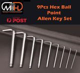 darrahopens Tools > Other Tools 9pcs LONG Arm Allen Keys Set Metric Ball End Driver Hex Allan Allen Kit