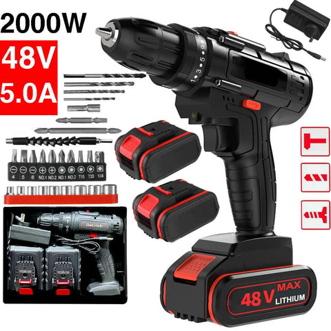 Darrahopens Tools > Power Tools 48V BRUSHLESS HEAVY DUTY CORDLESS DRILL IMPACT DRIVER KIT HAMMER +2 BATTERY Box