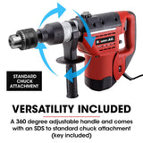 Darrahopens Tools > Power Tools Baumr-AG 1500W Pro-Grade Electric Rotary Jackhammer Hammer Drill, with 2 Bonus Chisels, 3 Drill Bits