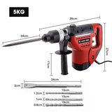 Darrahopens Tools > Power Tools Baumr-AG 1500W Pro-Grade Electric Rotary Jackhammer Hammer Drill, with 2 Bonus Chisels, 3 Drill Bits
