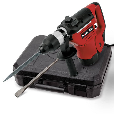 Darrahopens Tools > Power Tools Baumr-AG 1500W Pro-Grade Electric Rotary Jackhammer Hammer Drill, with 2 Bonus Chisels, 3 Drill Bits