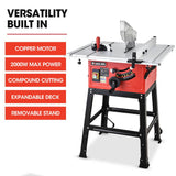 Darrahopens Tools > Power Tools Baumr-AG 2000W 254mm Corded Table Saw with Stand, Extendable, Laser Guide