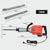 Darrahopens Tools > Power Tools Baumr-AG 2300W Pro-Grade Electric Demolition Jackhammer, with 3 Bonus Chisels, Carry Case