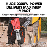 Darrahopens Tools > Power Tools Baumr-AG 2300W Pro-Grade Electric Demolition Jackhammer, with 3 Bonus Chisels, Carry Case