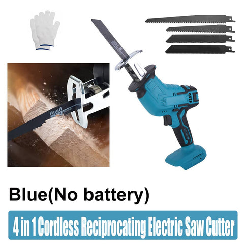 Darrahopens Tools > Power Tools Blue Cordless Electric Reciprocating Saw Cutter with Blades without battery