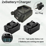 Darrahopens Tools > Power Tools Brushless Cordless Angle Grinder With 2x Li-ion Battery Charger 125mm Combo Kit