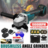 Darrahopens Tools > Power Tools Brushless Cordless Angle Grinder With 2x Li-ion Battery Charger 125mm Combo Kit
