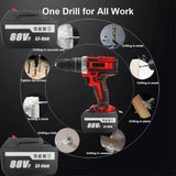 Darrahopens Tools > Power Tools Cordless Drill w/2 Battery Heavy Duty Impact Driver Kit Brushless Hammer Set 88V