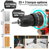 Darrahopens Tools > Power Tools Cordless Drill w/2 Battery Heavy Duty Impact Driver Kit Brushless Hammer Set 88V