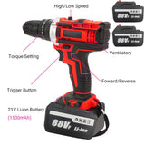 Darrahopens Tools > Power Tools Cordless Drill w/2 Battery Heavy Duty Impact Driver Kit Brushless Hammer Set 88V
