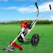 darrahopens Tools > Power Tools Giantz 62cc Petrol Brush Cutter Whipper Saw Trimmer 2 Stroke 3-in-1 Wheel