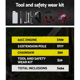 darrahopens Tools > Power Tools Giantz 62CC Pole Chainsaw Petrol Chain Saw Brush Cutter Brushcutter Tree