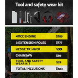 darrahopens Tools > Power Tools Giantz Pole Chainsaw 4 Stroke Petrol Hedge Trimmer Pruner Chain Saw Long